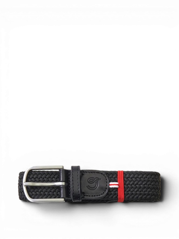Zwarte riem met zilverkleurige gesp London La Boucle