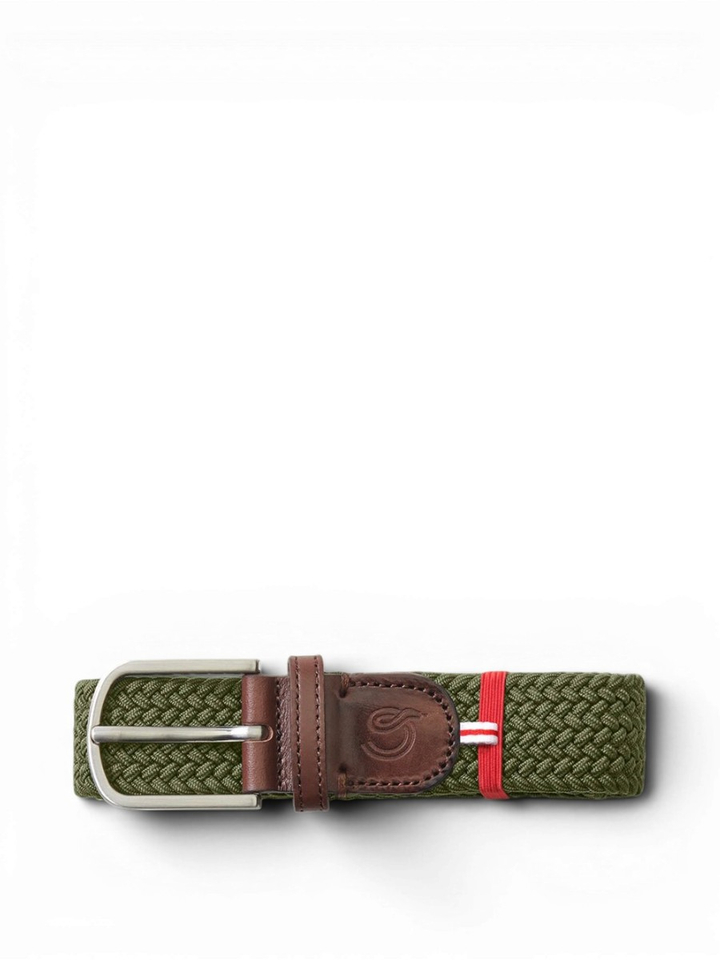 Groene riem met zilverkleurige gesp Edinburgh La Boucle