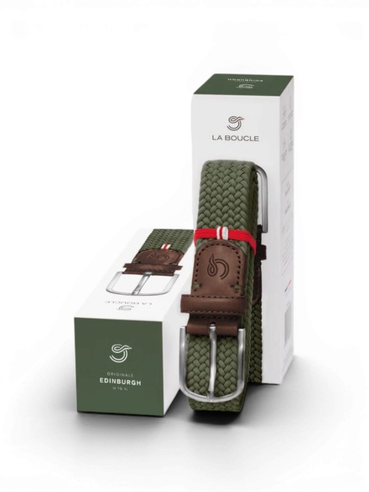 Groene riem met zilverkleurige gesp Edinburgh La Boucle