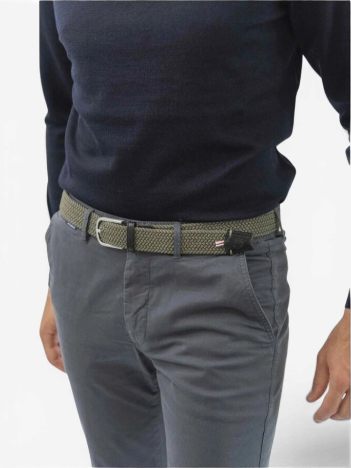 Groene riem met zilverkleurige gesp Edinburgh La Boucle