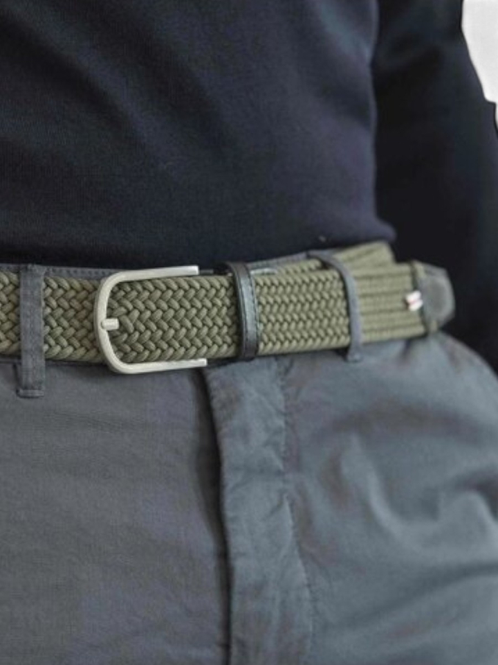 Groene riem met zilverkleurige gesp Edinburgh La Boucle