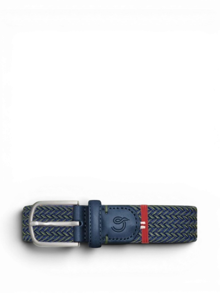 Blauw met groene riem met zilverkleurige gesp Barcelona La Boucle