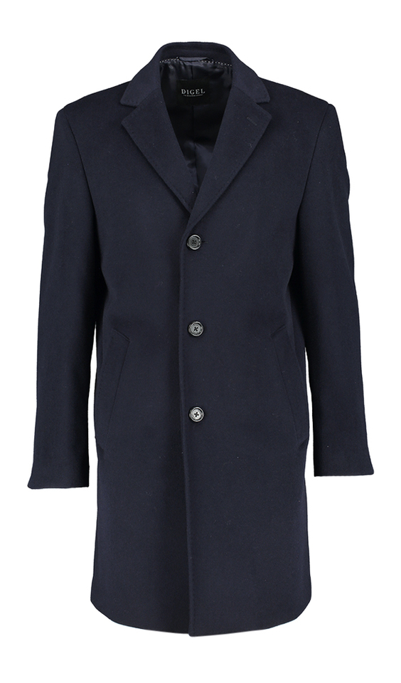 Donkerblauwe half lange mantel Digel