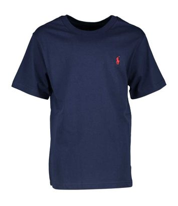 Donkerblauwe t-shirt met korte mouwen en rood logo Ralph Lauren