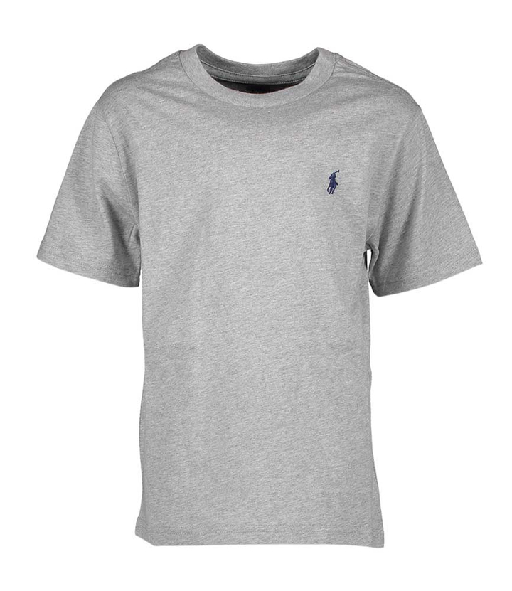 Grijze t-shirt met korte mouwen en blauw logo Ralph Lauren