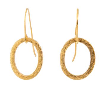 Goudkleurige oorbellen met ovaalvormige hanger Ubi Laurence Delvallez 