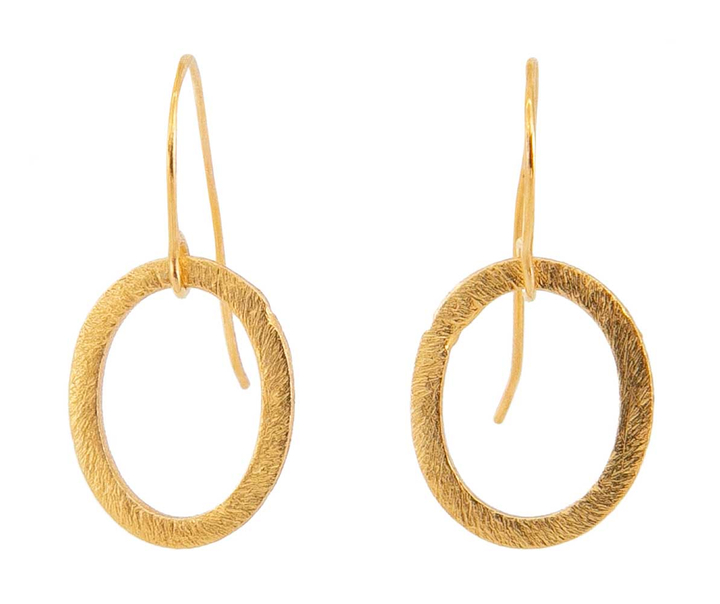 Goudkleurige oorbellen met ovaalvormige hanger Ubi Laurence Delvallez 