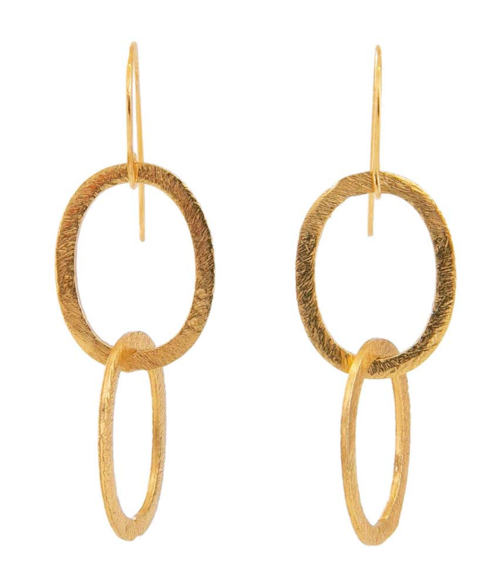 Goudkleurige oorbellen met twee schakels Jane Laurence Delvallez