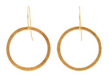 Goudkleurige oorbellen met cirkelvormige hanger Linen Laurence Delvallez