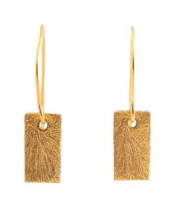 Goudkleurige oorbellen met rechthoekige hanger Siena Laurence Delvallez