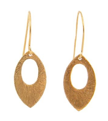 Goudkleurige oorbellen met bladvormige hanger Lai Laurence Delvallez