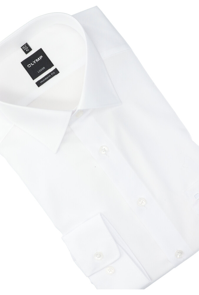 Wit katoenen gekleed hemd regular fit met lange mouwen Olymp