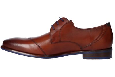 Bruine geklede schoen met blauwe veters Floris Van Bommel