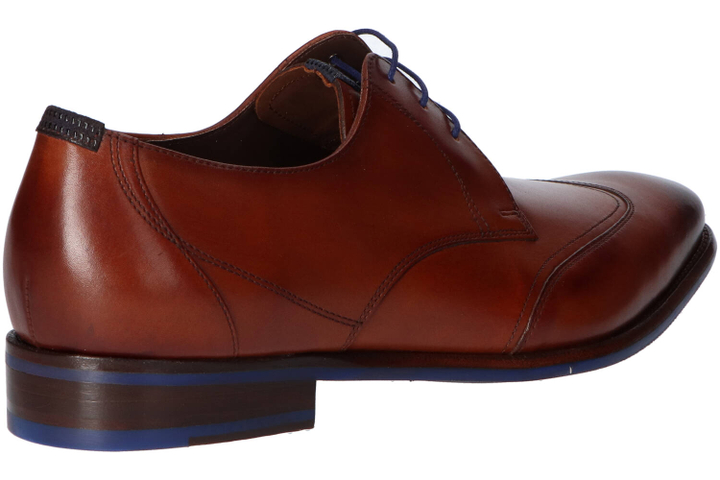 Bruine geklede schoen met blauwe veters Floris Van Bommel