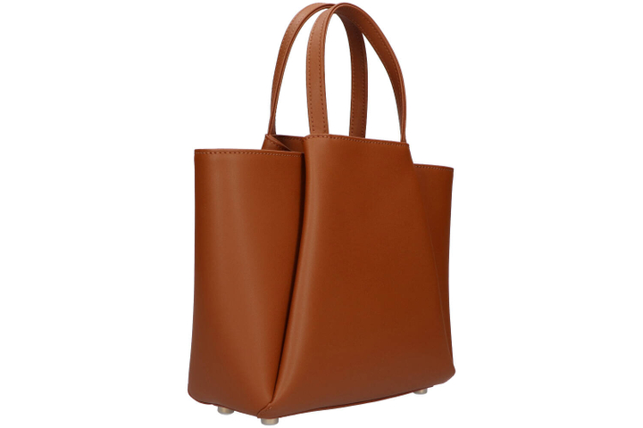 Cognac lederen handtas met riem Kaai