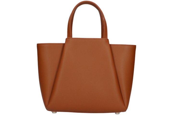 Cognac lederen handtas met riem Kaai