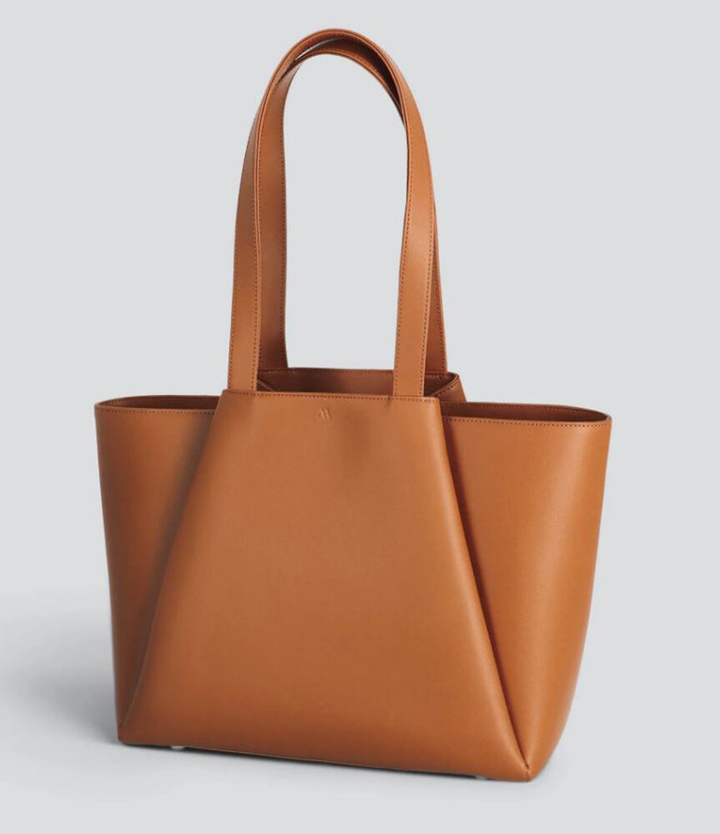 Cognackleurige shopper MIDI PYRAMID KAAI