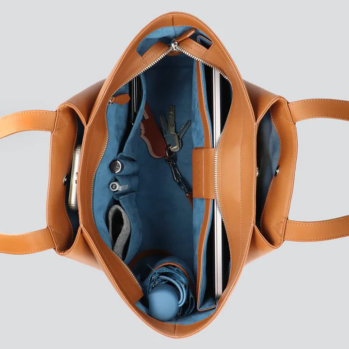 Cognackleurige shopper MIDI PYRAMID KAAI