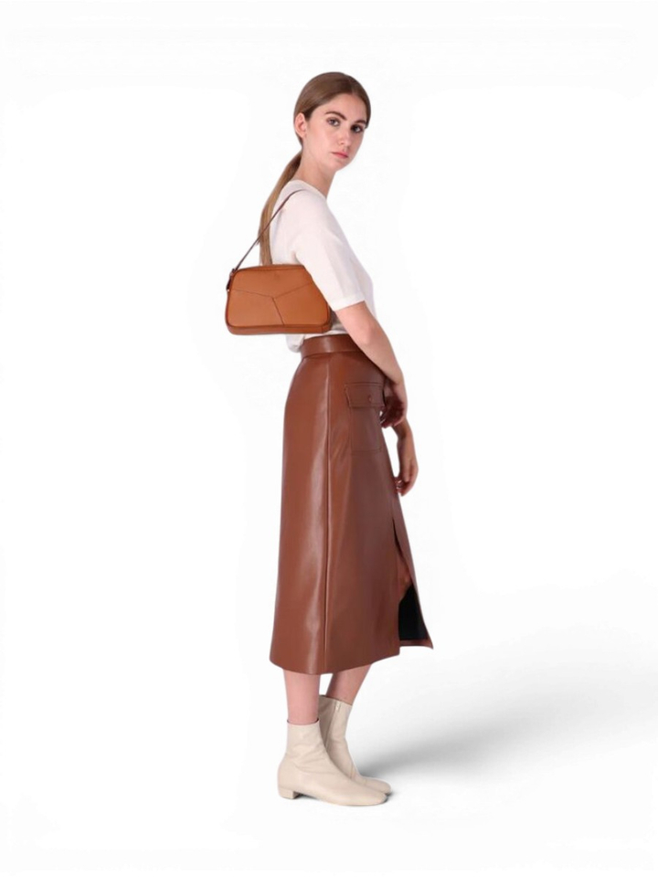 Cognac crossbody met verstelbare riem Kaai 