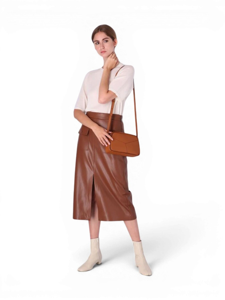 Cognac crossbody met verstelbare riem Kaai 