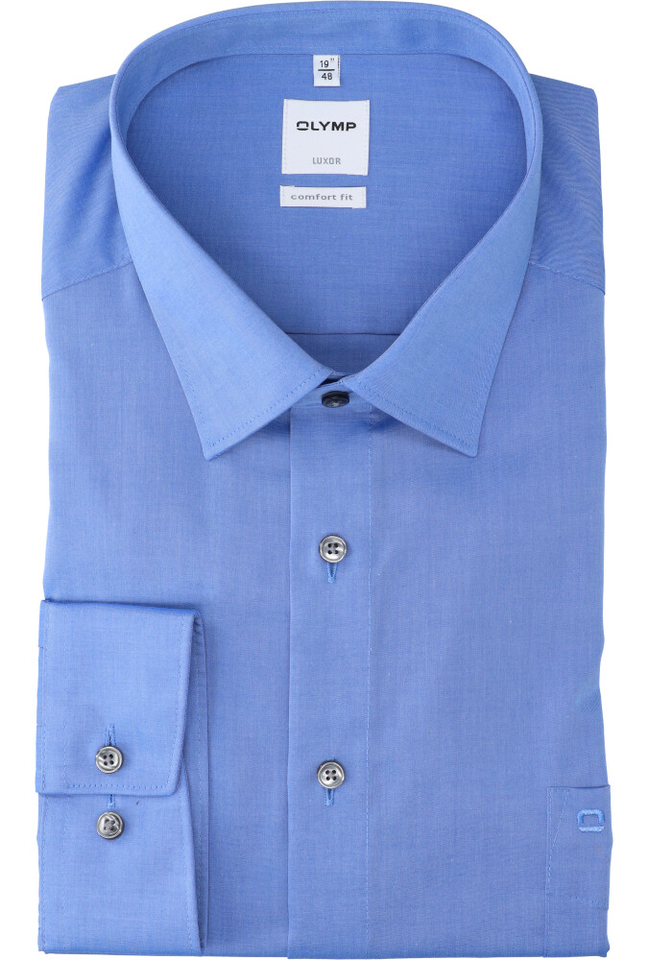 Blauw katoenen hemd comfort fit met lange mouwen Olymp 