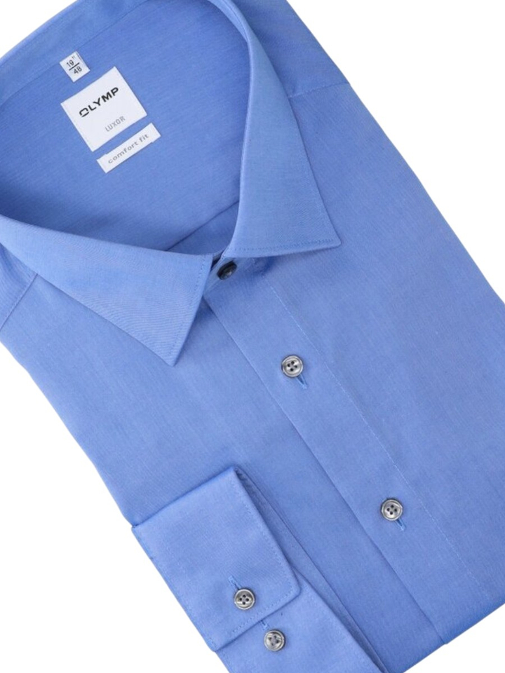 Blauw katoenen hemd comfort fit met lange mouwen Olymp 