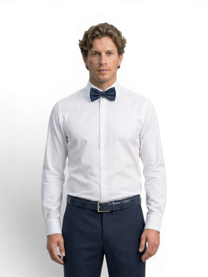 Blauwe vlinderdas met witte stippen Profuomo Michaelis