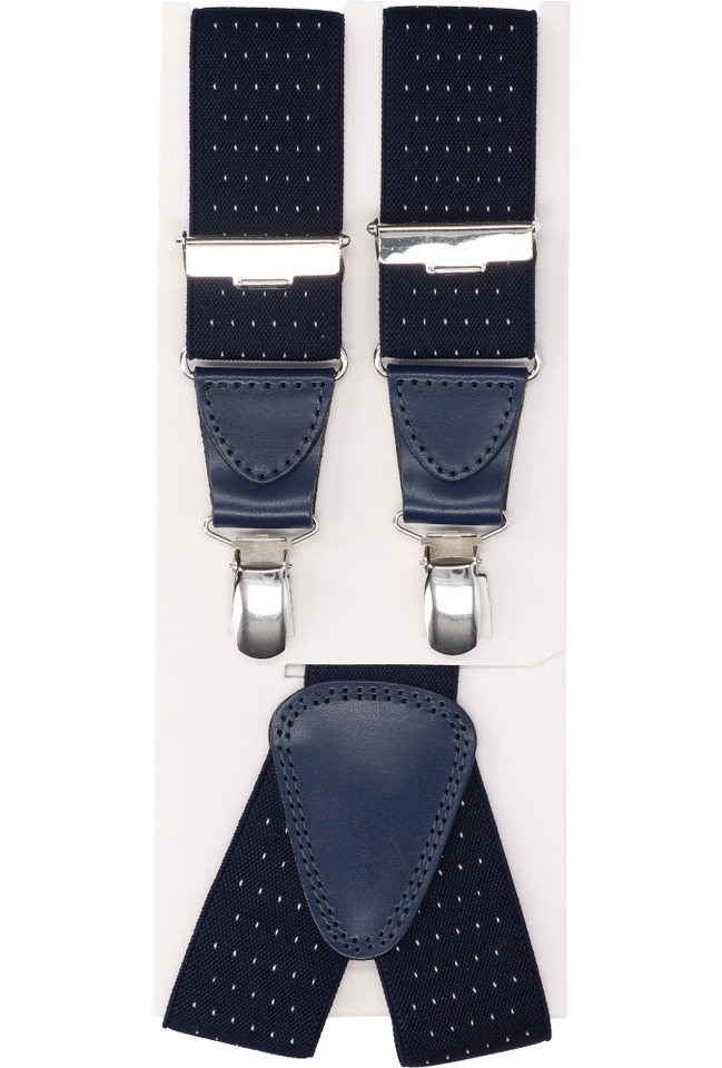Blauwe bretellen met witte stippen Profuomo Michaelis