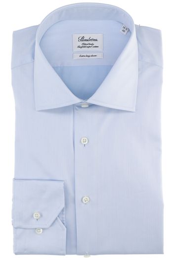 Blauw katoenen gekleed hemd met extra lange mouwen Stenströms 