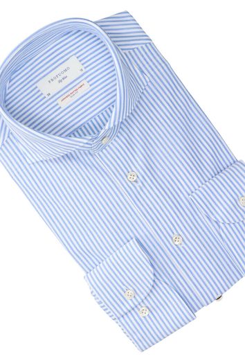 Wit en blauw gestreept gekleed hemd slim fit met lange mouwen Profuomo 