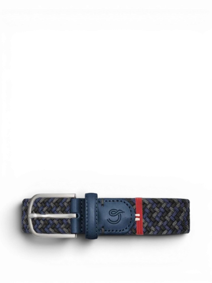 Kleurenmix blauw, zwart en grijs  riem met zilverkleurige gesp Zurich La Boucle