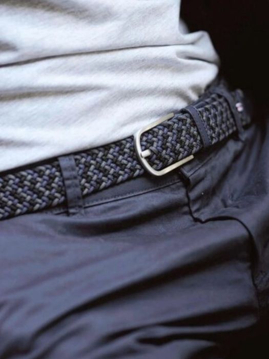 Kleurenmix blauw, zwart en grijs riem met zilverkleurige gesp Zurich La Boucle