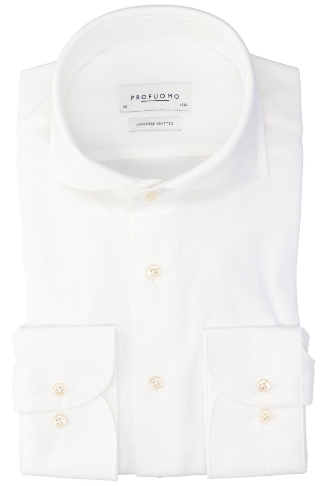 Wit katoenen gekleed hemd slim fit met lange mouwen Profuomo