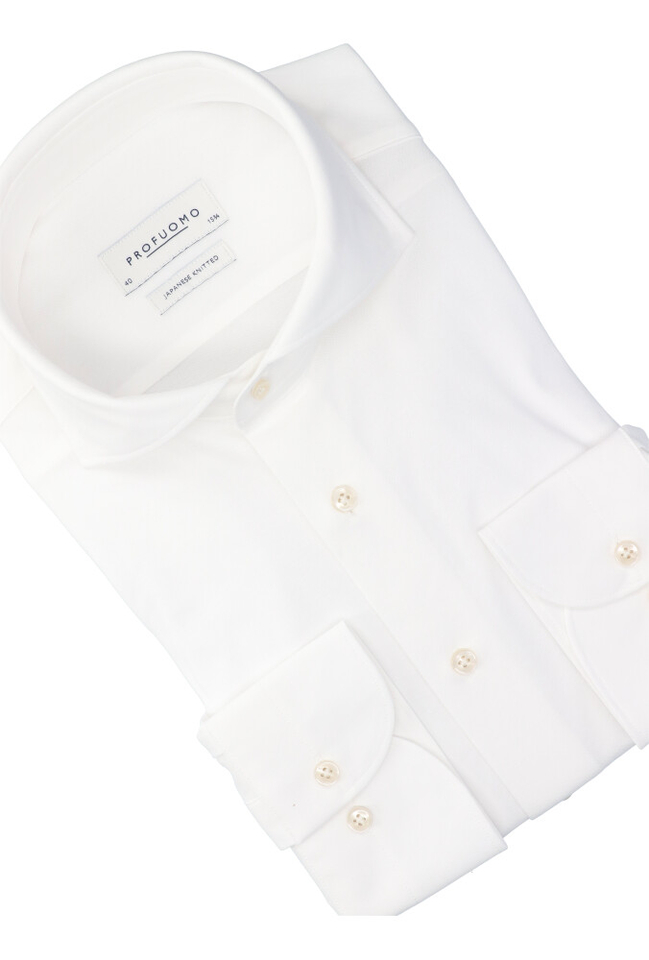 Wit katoenen gekleed hemd slim fit met lange mouwen Profuomo