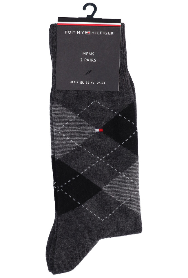 Duo sokken donkergrijs en geruit paar Tommy Hilfiger