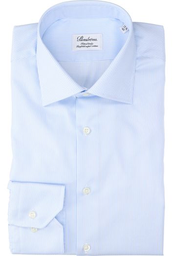 Wit blauw katoenen hemd regular fit met lange mouwen en krijtstreep Stenströms 