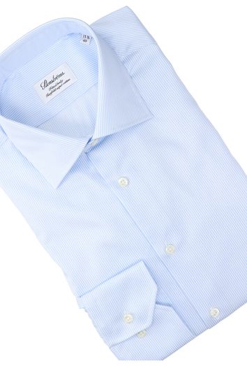 Wit blauw katoenen hemd regular fit met lange mouwen en krijtstreep Stenströms 