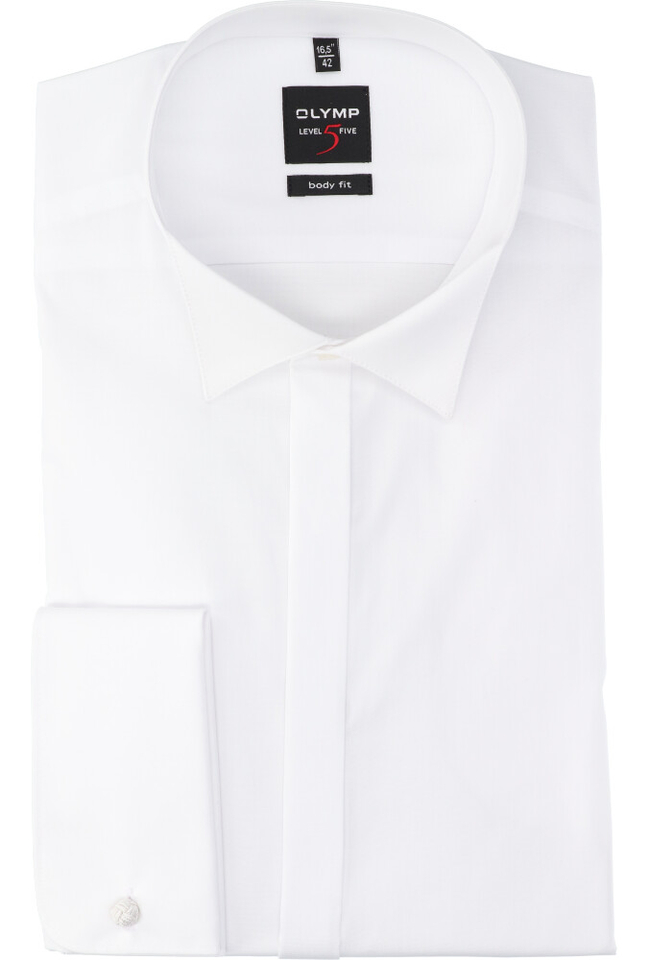 Wit katoenen gekleed hemd slim fit met lange mouwen Olymp