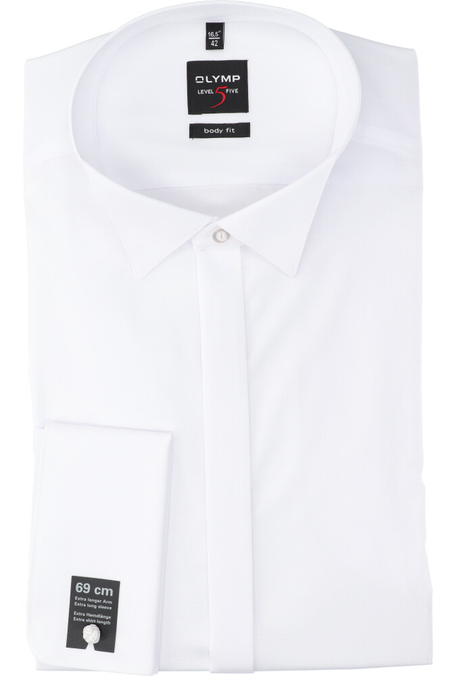 Wit hemd slim fit met extra lange mouwen Olymp