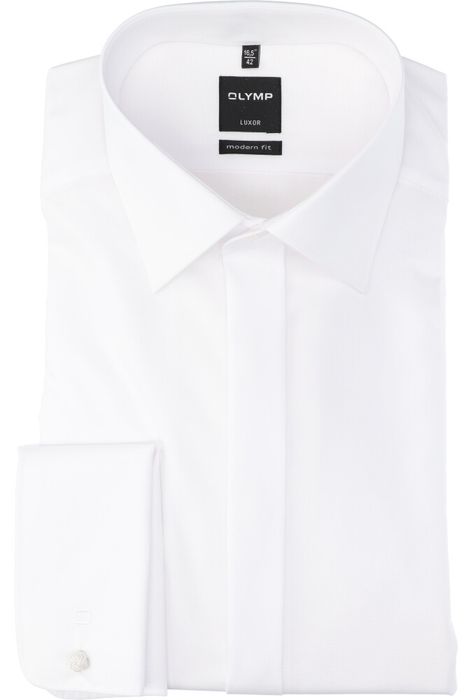Wit katoenen smokinghemd (regular fit) met lange mouwen Olymp