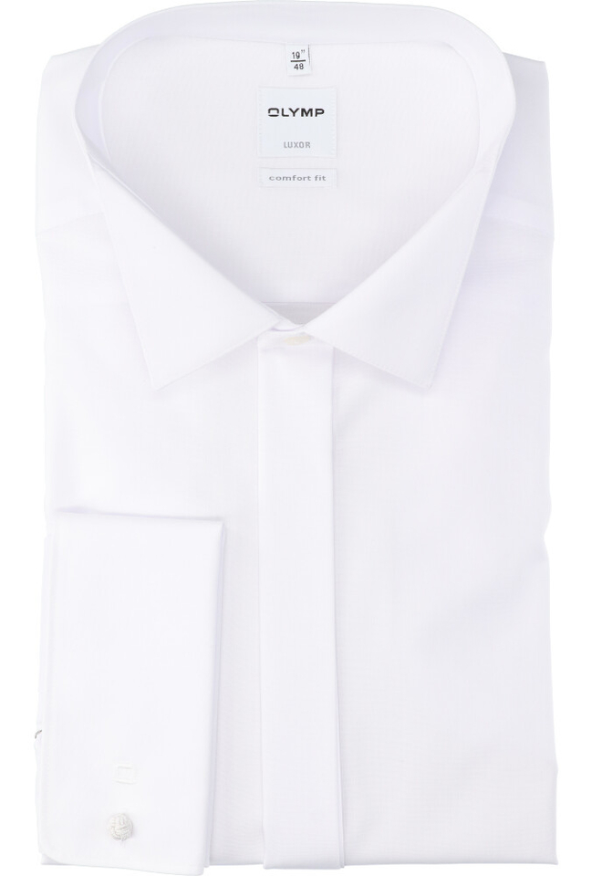 Wit katoenen gekleed hemd comfort fit met lange mouwen Olymp