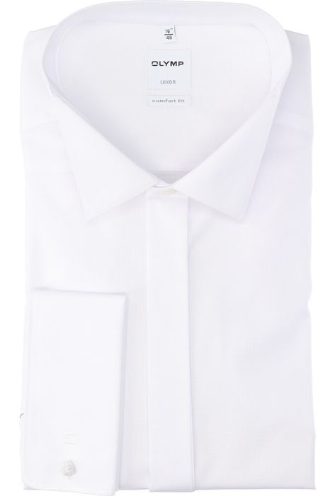 Wit katoenen gekleed hemd comfort fit met lange mouwen Olymp