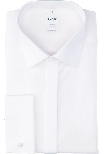 Wit katoenen gekleed smokinghemd comfort fit met lange mouwen Olymp 