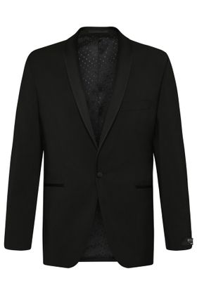 Digel Zwarte blazer met licht glanzende kraag Jarod