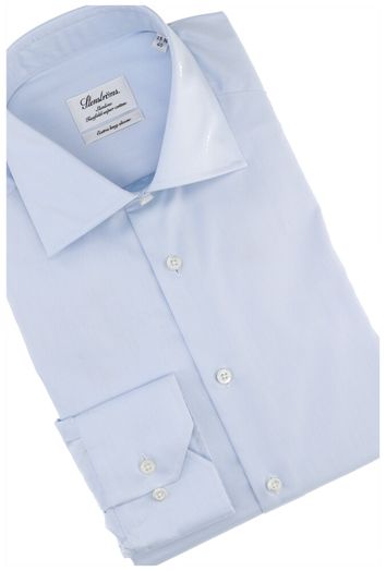 Blauw katoenen hemd slim fit met extra lange mouwen Stenstroms