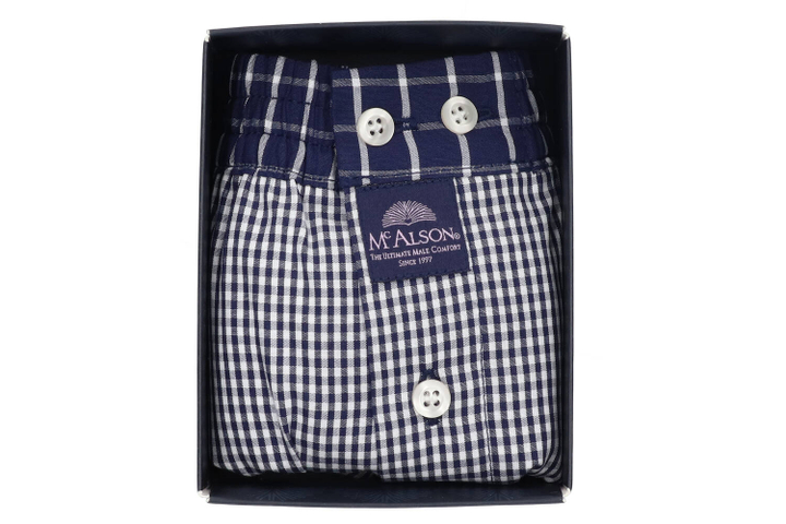 Blauwe boxershort met vichy ruitjes Mc Alson
