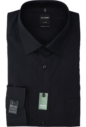 Donkerblauw katoenen gekleed hemd regular fit met extra lange mouwen Olymp