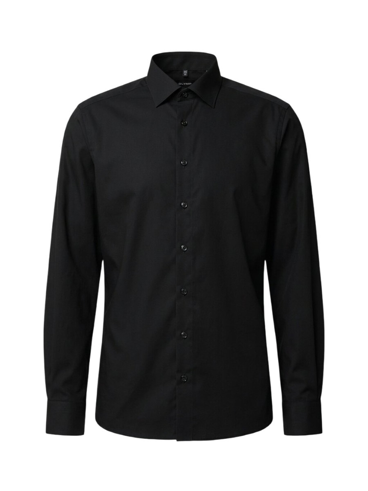Donkerblauw katoenen gekleed hemd regular fit met extra lange mouwen Olymp