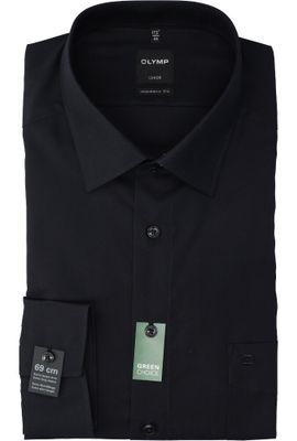 Donkerblauw katoenen gekleed hemd regular fit met extra lange mouwen Olymp