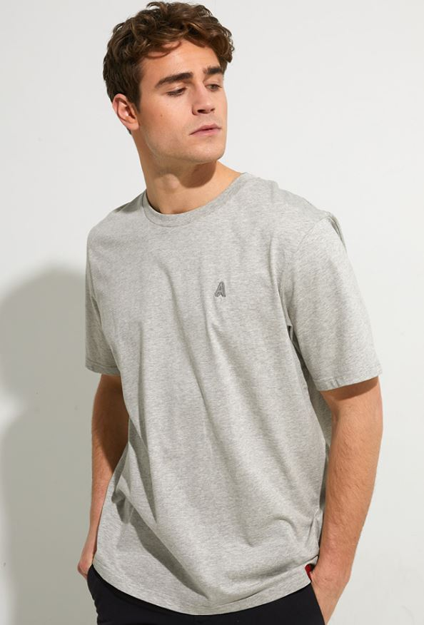 Grijze t-shirt met korte mouwen en ronde hals Antwrp
